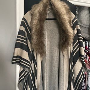 Merona fur collar poncho